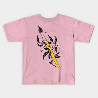 Yellow paintbrush - weapon of choice Kids T-Shirt